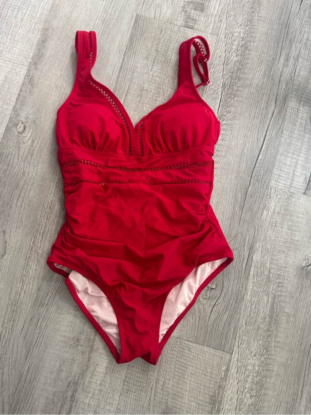 Cupshe Red One-Piece Swimsuit with Crochet Trim